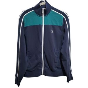 Original PENGUIN Men's Navy and Teal Zipper Track Jacket Size S Athletic